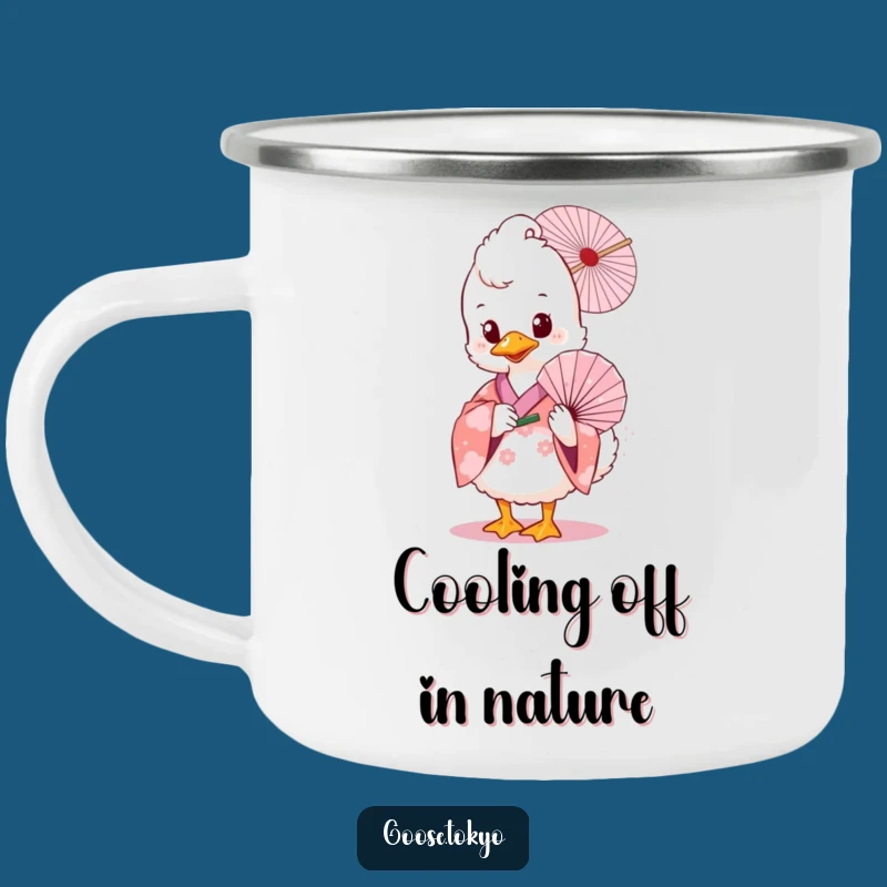 Funny Goose Camp Mug: Pink Floral Fan - Outdoor Gift!