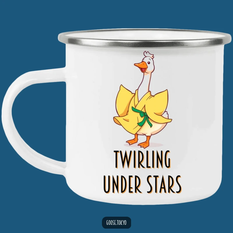 Funny Goose Camp Mug: Yellow Kimono Twirl - Outdoor Gift!