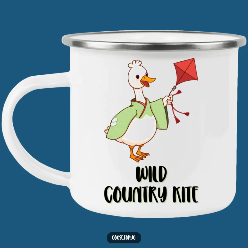 Funny Goose Kite Camping Mug - Durable Green Fun, Outdoor Humorous Gift