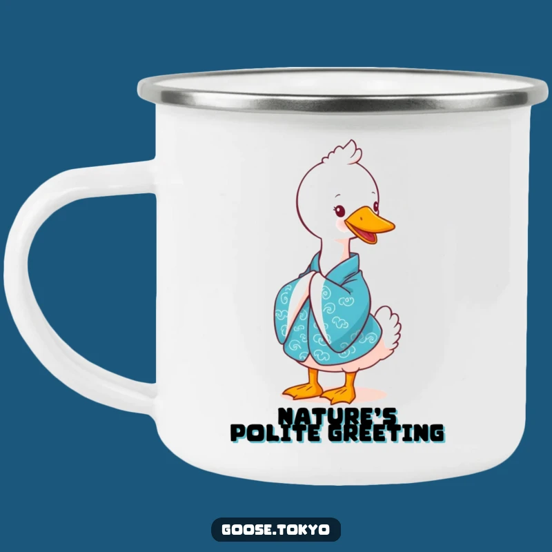 Funny Goose Camp Mug: Blue Kimono Bow - Outdoor Gift!