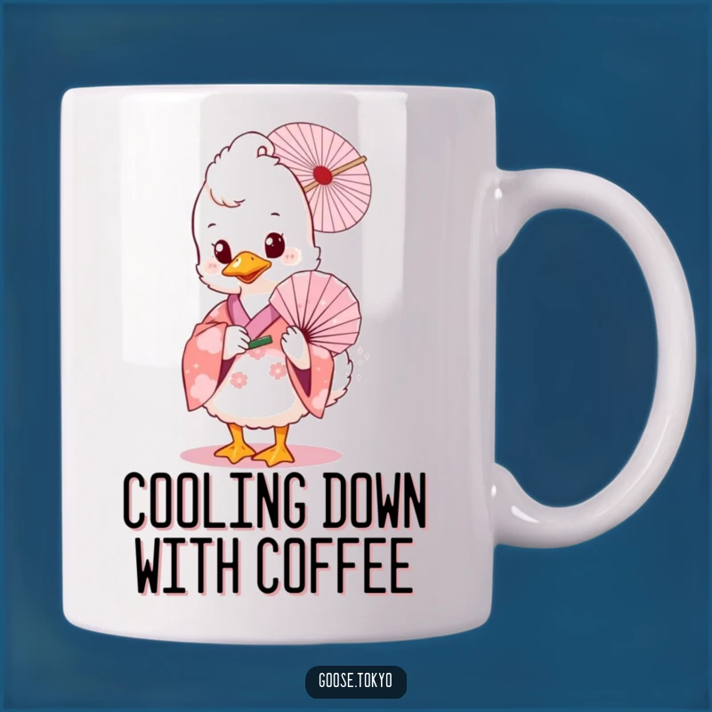 Funny Goose Kimono Mug: Pink Floral Fan - Perfect Gift Idea!