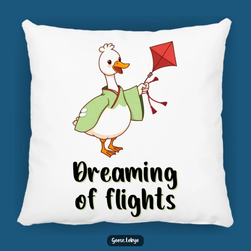 Funny Goose Kite Pillow - Soft Green Comfort, Playful Humorous Gift