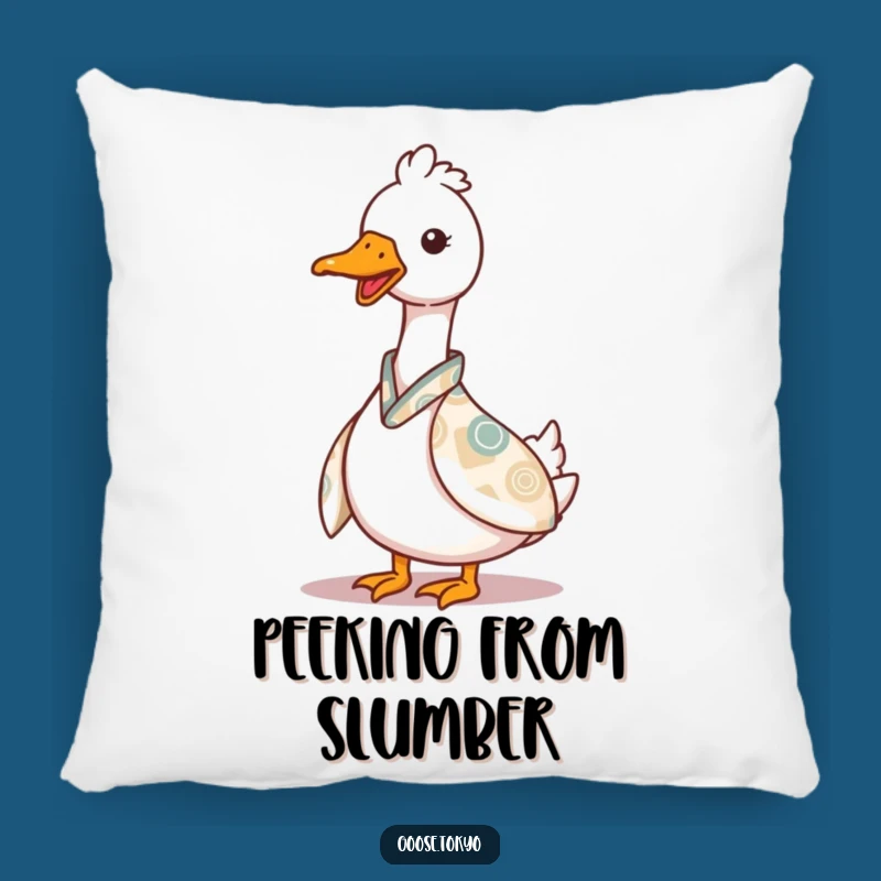 Funny Goose Pillow: Peeking Kimono Accent - Cozy Gift!