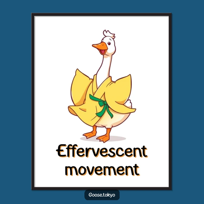 Funny Goose Digital Art: Yellow Kimono Twirl - Instant Gift!