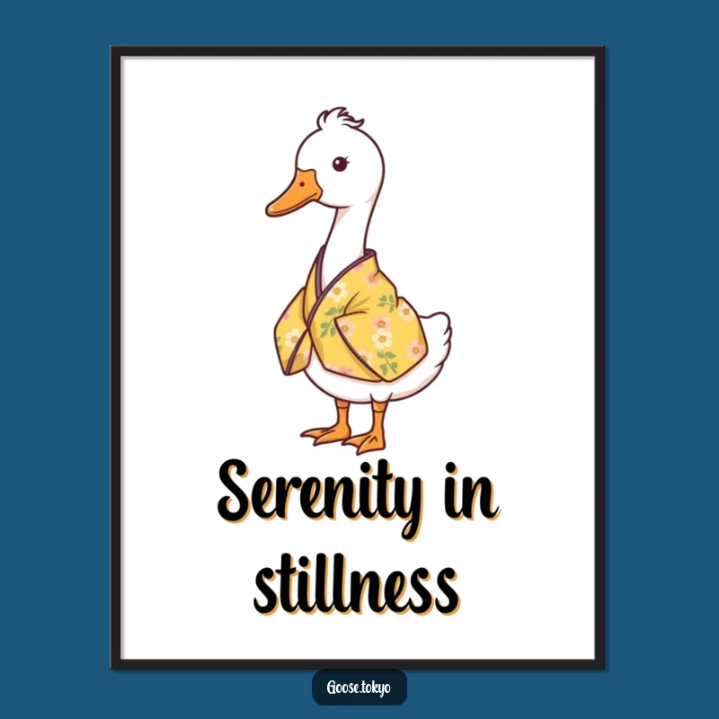 Funny Goose Kimono Digital Art - Serene Yellow Floral Print, Gift