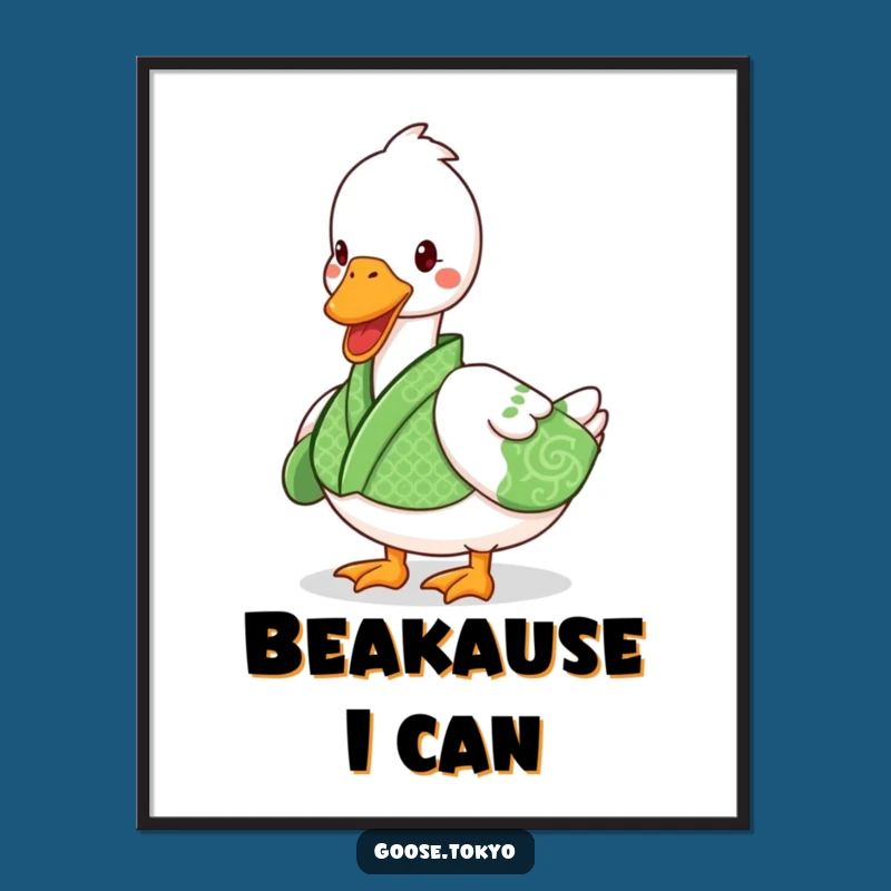 Funny Goose Kimono Poster - Playful Waddle Wall Art, Gift
