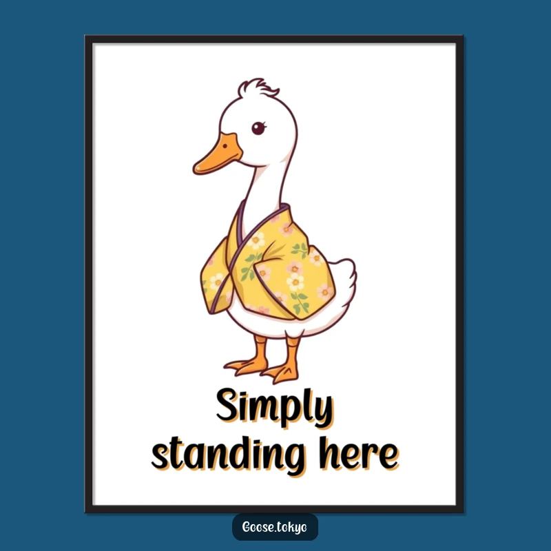 Funny Goose Kimono Poster - Serene Yellow Floral Art, Gift