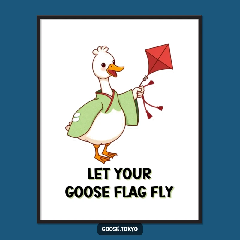 Free Printable Funny Wall Art: Kite-Twirling Goose, Whimsical Downloadable Decor