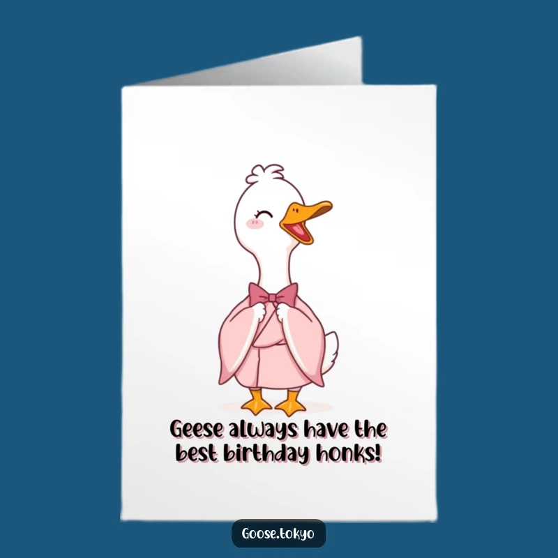 Free Printable Funny Birthday Card: Elegant Goose Kimono, Joyful Downloadable Greeting