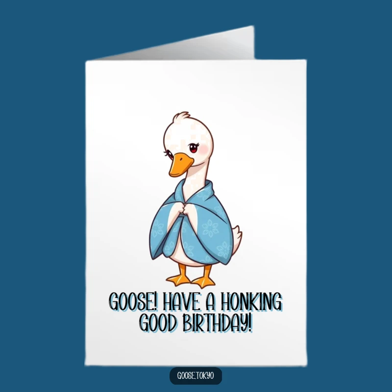 Free Printable Birthday Card: Graceful Goose Kimono Bow