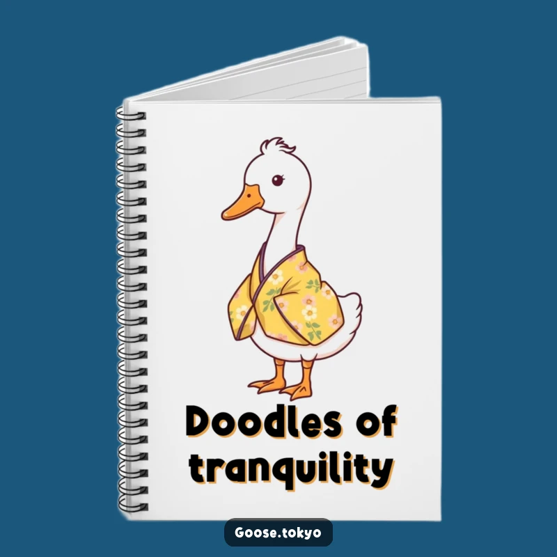 Funny Goose Kimono Notebook - Serene Yellow Floral Journal, Gift